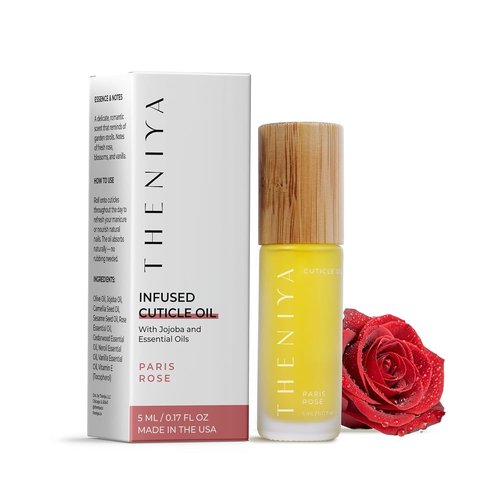 Regine Switzerland Cuticle Oil - Strengthening & Hydrating Vegan Formula with Jojoba & Vitamin E | 5mL Roll-On (Rose Fragrance)