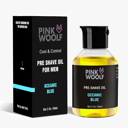 Pink Woolf Pre Shave Oil for Men - Oceanic Blue Shaving Oil for Smooth Razor Glide - 2 Fl Oz