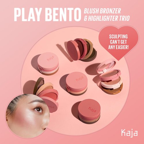 KAJA 3 Colors Palette - Play Bento_Butter Up | Powder Blusher, Highlighter, Cream Bronzer, Creamy Application, with Mango Seed Butter, Powdery Finish, Easy Finger Application, Lightweight Formula