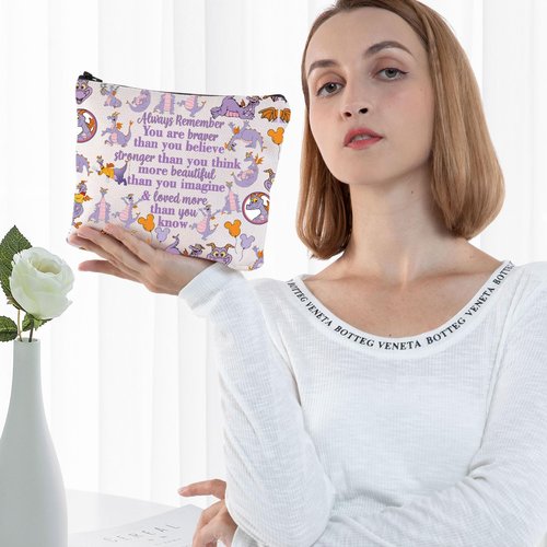 G2TUP Purple Dragon Cosmetic Bag Dragon Purple Fans Gift You Are Braver Stronger Beautiful Than You Know Dragon Zipper Pouch Bag Merchandise Dragon Merch (Remember Dragon MG)