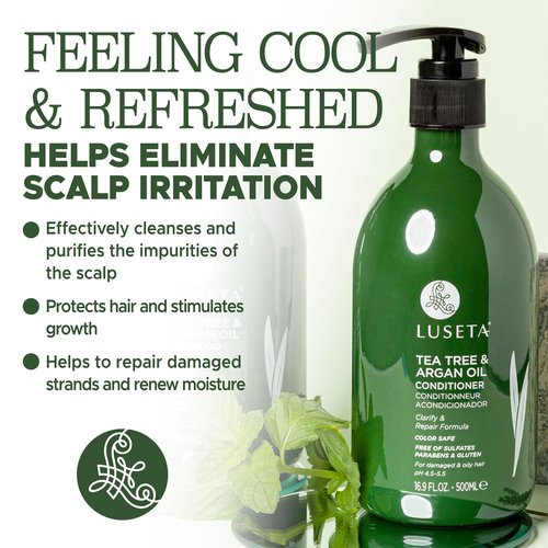 Luseta Tea Tree Oil Conditioner - Natural Anti-Dandruff Treatment for Dry Hair | Sulfate-Free, 16.9oz