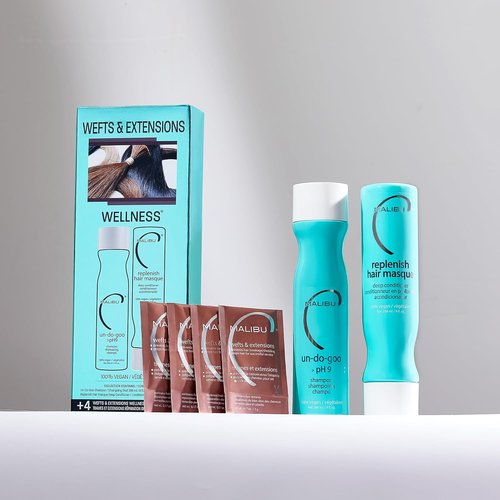 Malibu C Wefts and Extensions - Wellness Hair Care for Extensions - Reduces Breakage & Shedding