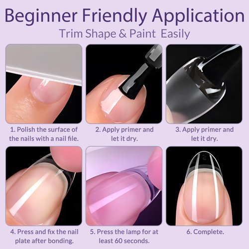 AddFavor Medium Square Nail Tips, 480pcs Soft Gel Nail Tips Square Shape Clear Fake Nails Full Cover Acrylic Nails Tips for Extensions Manicure Home DIY 15 Sizes