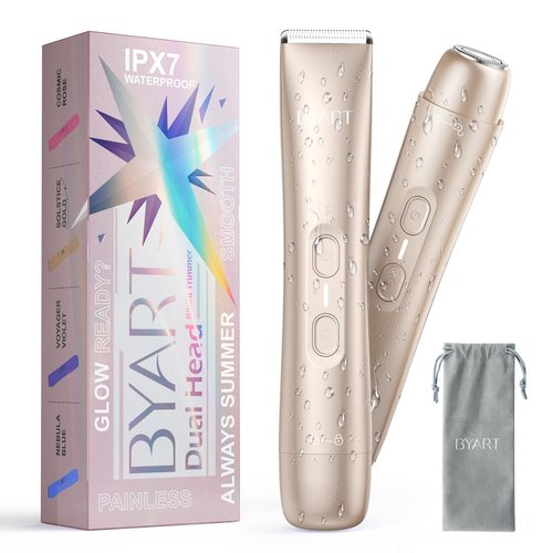 BYART Pubic Hair Bikini Trimmer for Women – Electric Razors for Private Area & Sensitive Skin, Cordless Rechargeable Lady Shaver for Intimate Grooming – Smooth, No-Irritation, IPX7 Waterproof