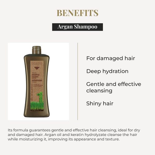 SALERM - Argan Shampoo Biokera Natura - 1000 ml - for Damaged Hair - with Argan and Cotton Oil - Deep Hydration - Gentle and Effective Cleaning - Shiny Hair