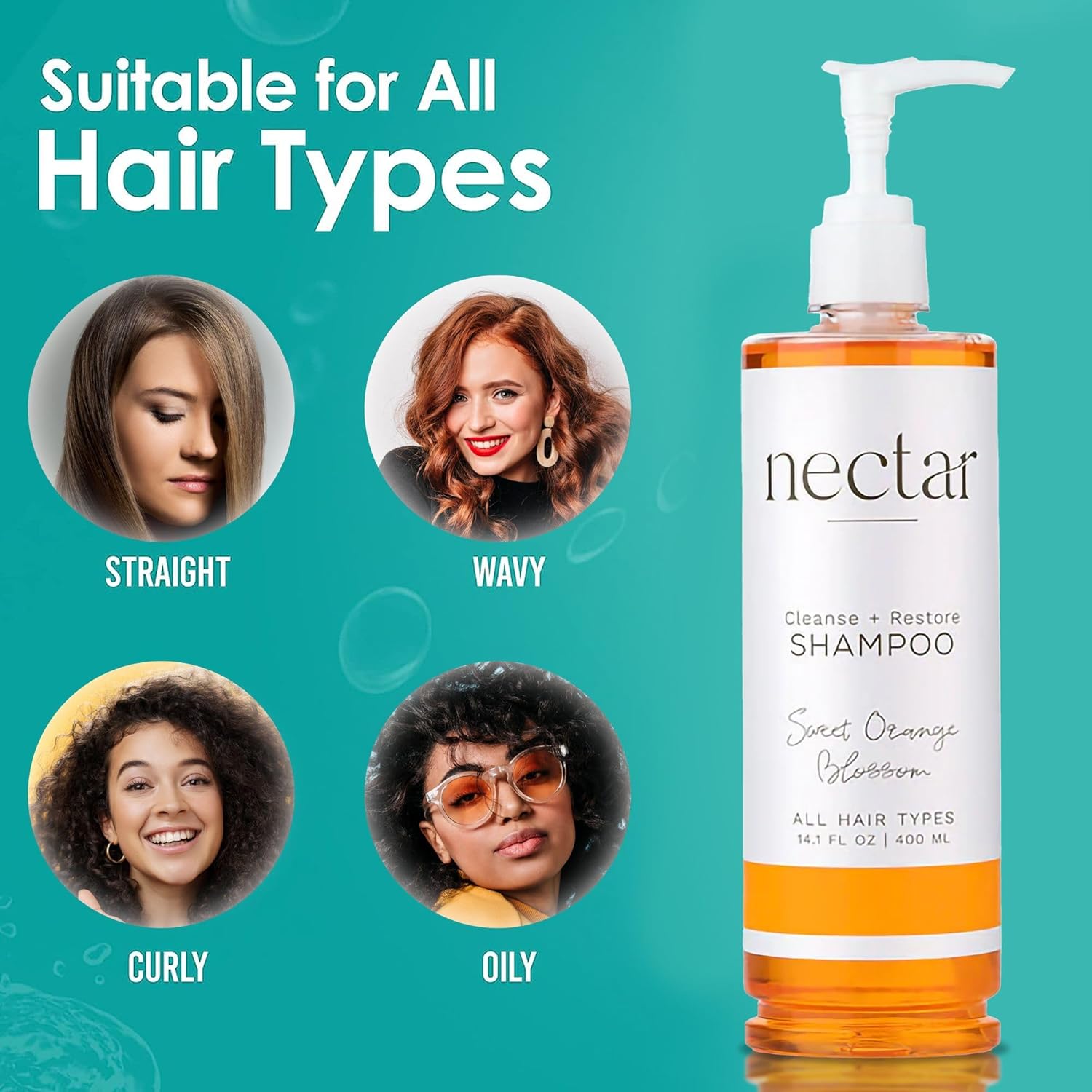 World Amenities Nectar Pump Bottle Shampoo - Orange Blossom Balancing Formula with Vitamins & Minerals