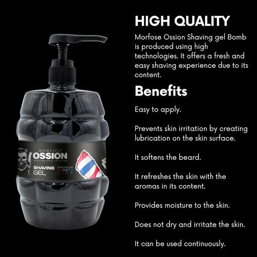 Men’s Shaving Gel for Sensitive Skin – Anti-Irritation Barber Shave Gel, Moisturizing & Protective Formula, Smooth Glide for Easy Shaving – Gel para Afeitar Barbero Profesional, 33.81 Fl oz