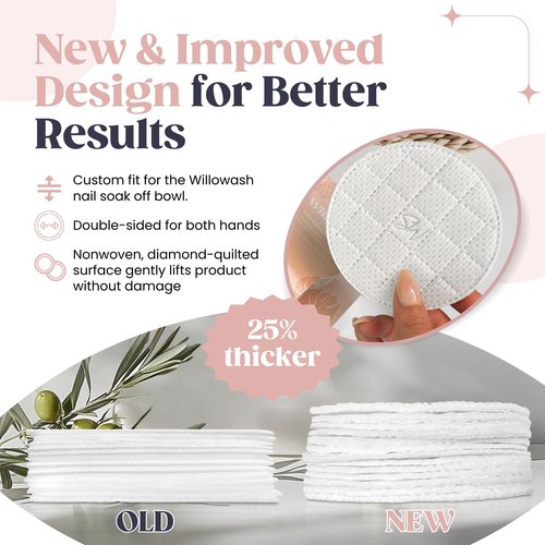 UPDATED Willopad Refills for Willowash Acrylic Nail Remover - 16 Count - Round - Willopads