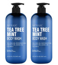 Tea Tree Body Wash with Mint & Shower Gel with Vitamin E for Jock Itch, Eczema, Ringworm, Body Odor, Body Wash Women & Men with Added Body Oils,LARGE 20.2 FL Oz Bottle (Tea Tree Mint, Pack of 2)
