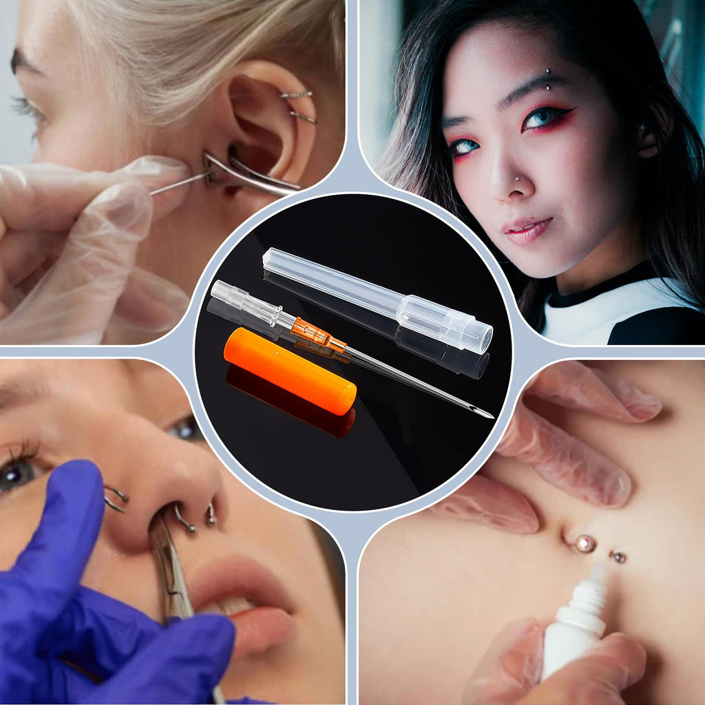 YONGDA Catheter Piercing Needles 50Pcs Mixed Sizes 14G 16G 18G 20G 22G - Professional Hollow Piercing Needles, 316L Stainless Steel Kit for Ear Nose Cartilage Lip Tongue Belly Navel Nipple