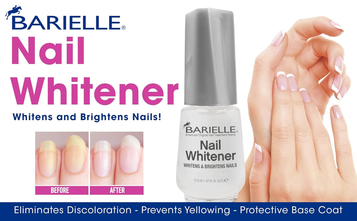Barielle Nail Whitener - Brightening Treatment for Yellow & Dull Nails | 0.47 oz (Pack of 2)