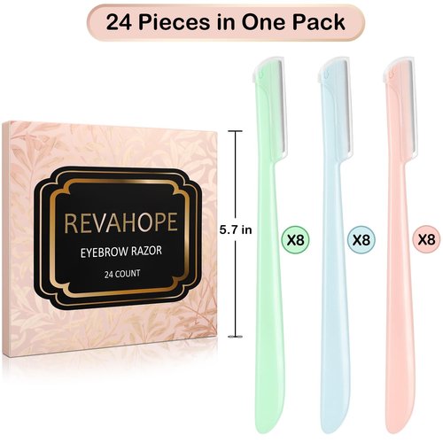 Revahope 24 Pieces Eyebrow Razor, Dermaplane Razor with Blade Cover Face Razors for Women, Dermaplaning Tool for Peach Fuzz Face Shaver for Women and Men, Safe and Newbie Friendly