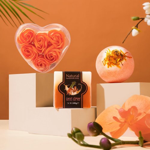 Mom Valentines Day Gifts Cozy,Orange Relaxing Gifts Basket for Women Grandma Girlfriend Her Sister Wife Birthday,Self Care Get Well Spa Care Package w/Blanket,Valentines Gifts for Her Women Mom Wife