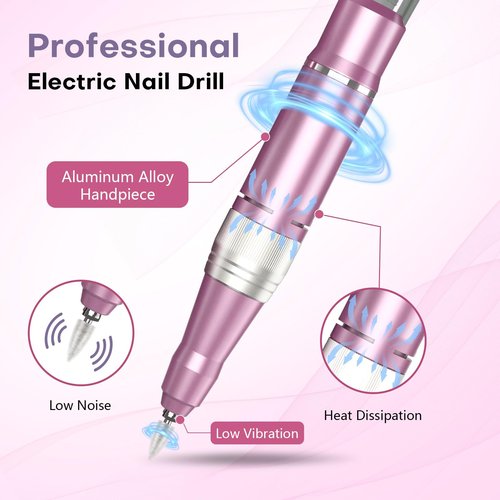 TUOBEO Nail Drill Electric Nail File Kit 45000 RPM Professional Efile Nail Set,Cordless Portable Rechargeable Acrylic Gel Nail Polish Remover Machine Pedicure Manicure Tool with 11 Bits for Salon Home