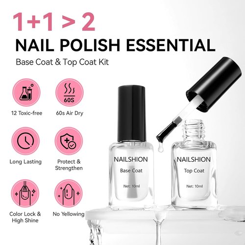 **Regine Switzerland Clear Nail Polish Set - Vegan Base & Top Coat for Long-Lasting Shine | 2 Pcs**