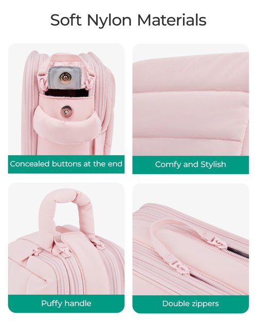 BAGSMART Travel Toiletry Bag for Women, Puffy Cosmetic Makeup Bag Organizer, Large Wide-open Travel Organizer for Toiletries, Dopp Kit Water-resistant Makeup Case for Accessories-Camel