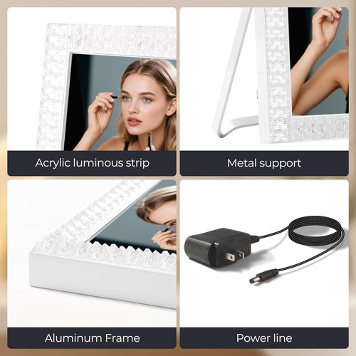homtang Vanity Mirror with Lights,RGB & 3 Dimmable Light Modes Makeup Mirror with Touch Control,Light Up Mirror for Desk,360°Rotation,17x22 Inch