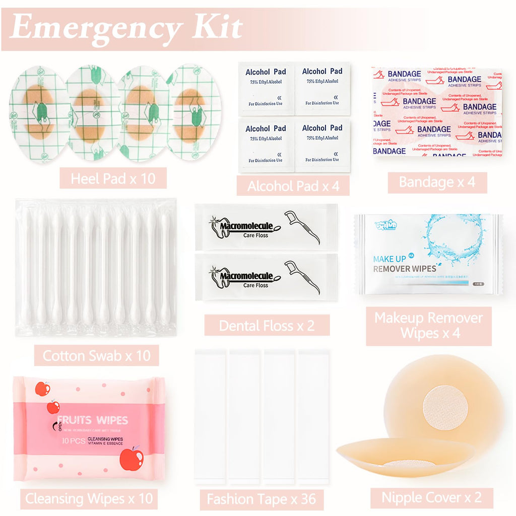 Women's Wedding Emergency Kit for Bride, Bridal Emergency Kit for Wedding Day, Weddings Personal Care Survival Set, Must-Have 40+ Essentials Items Daily Women Travel Kit with Makeup Bag for Team Bride