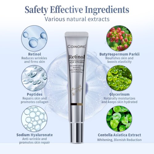 Retinol Under Eye Cream - Cream for Men & Women, Dark Circles, Puffiness & Wrinkles, Anti-Aging Eye Cream for Fine Lines, 0.7 Fl Oz