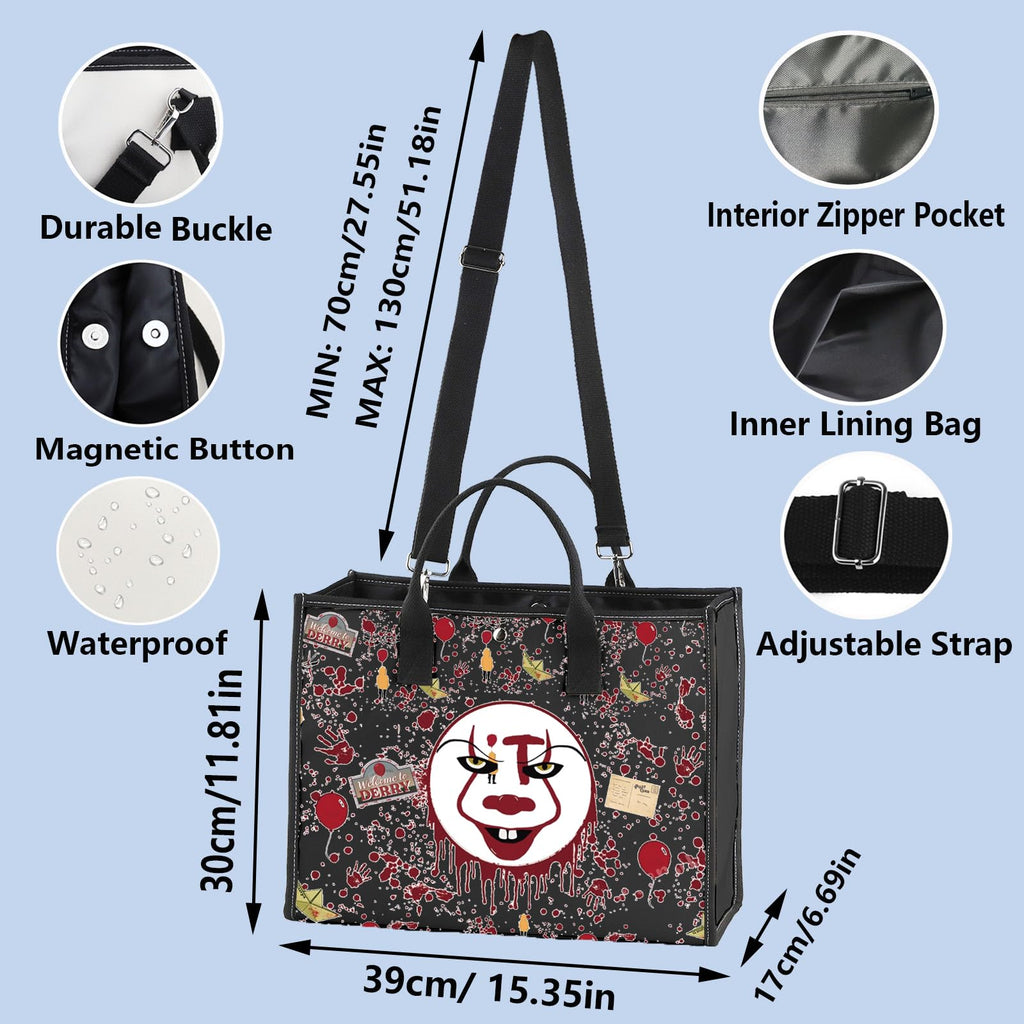 WZMPA Horror Clown Cosmetic Makeup Bag Clown Fans Gifts IT Horror Movie Inspired Makeup Zipper Pouch Bag Terror Merchandise (Horror Clown TB-BL)