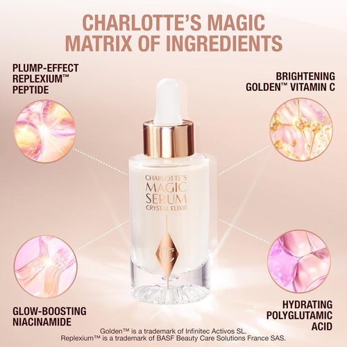 Charlotte Tilbury Magic Serum Crystal Elixir - Firming Peptide Serum for Face & Neck - Ideal for Gifting & Makeup