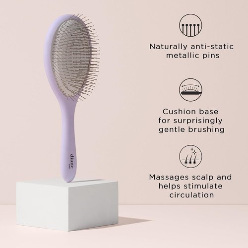 Diane Metallic Pin Detangler Hair Brush - Anti-Static Brush for Wet or Dry Hair, Gently Massages Scalp & Smooths Frizz