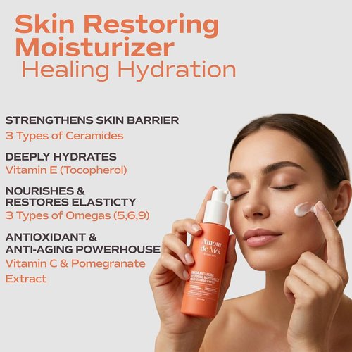 Omega Multi-Ceramide Face Moisturizer - Lightweight Hydrating Cream with Omegas 5-6-9 & Vitamin E for Sensitive Skin, 1.7oz