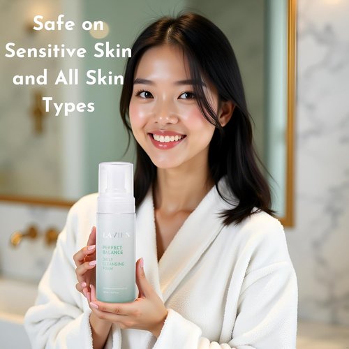 LAVIEN Perfect Balance Daily Cleansing Foam - Gentle Face Wash & Makeup Remover for All Skin Types - 5.97 Fl Oz (150ml)