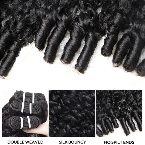 Burmese Curly Bundles Human Hair 1 Bundle 16 Inch Brazilian Virgin Hair Wet and Wavy Hair Quick Weave for Women Water Wave with Spiral Curly End Hair Extensions Natural Black
