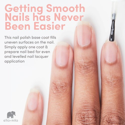 Ella+mila Ridge Filler Base Coat Nail Polish - Smoothing Treatment for Natural Nails | Nourishing Clear Polish (0.45 fl oz)
