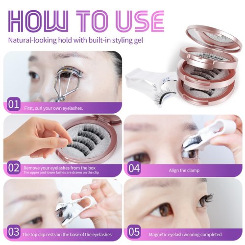 Palimainy Magnetic eyelashes, magnetic eyelashes with applicator,3styles,natural look,wispy,No glue needed,Reusable，easy to apply