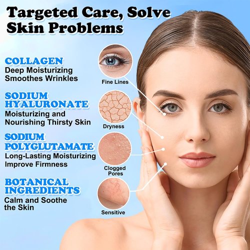 MISSEDSEN Collagen Face Mask with Hyaluronic Acid, Vitamin E Oil for Skin Care Hydrating, Moisturizing, Brightening & Anti Aging Face Masks Skincare for Oil, Dry, Acne, Sensitive All Skin Types 25PCS