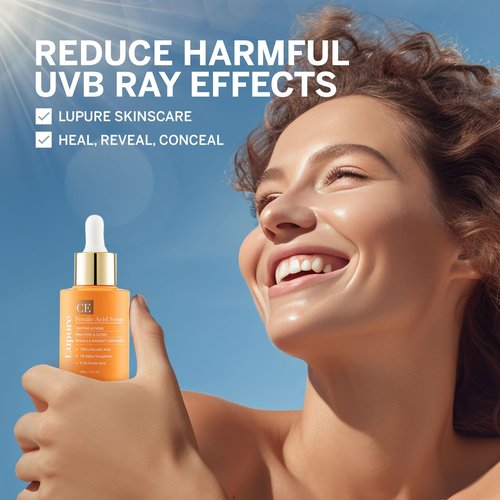 Lupure Vitamin C Face Serum: Anti Aging Facial Super Vit C Serum with Ferulic Acid Pure L-Ascorbic Acid, Vitamin E and Hyaluronic Acid for Dark Spots and Skin Care