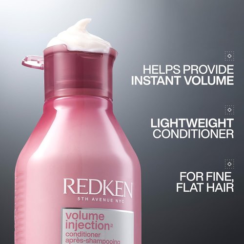 Redken Volume Injection Conditioner for Fine Hair - Adds Lift & Body, Paraben-Free Formula