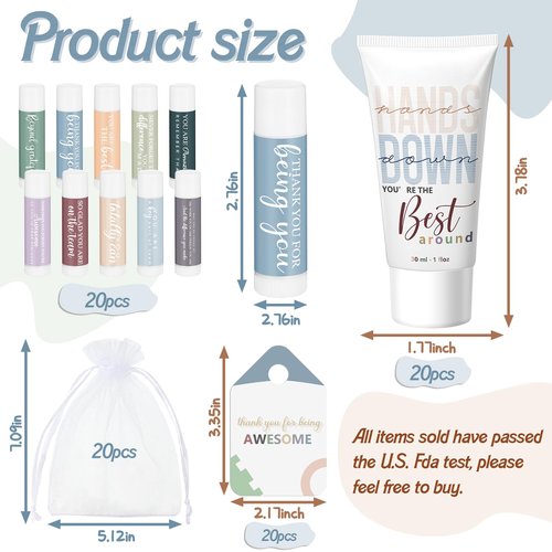 Heigble 20 Sets Thank You Gifts Bulk for Women Employee Appreciation Gifts Hand Cream and Lip Balm Set Inspirational Hand Lotion for Nurses Office Staff Female Coworker Team Volunteers Guests