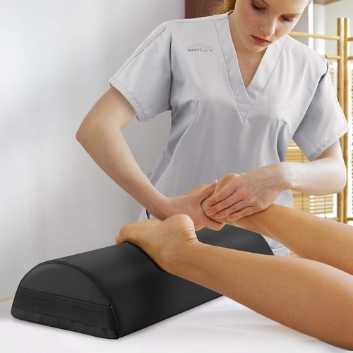 Saloniture Jumbo Half Round Massage Table Bolster - Under-Knee Pillow Pad, 26 x 9 x 4.5 Inch, Black