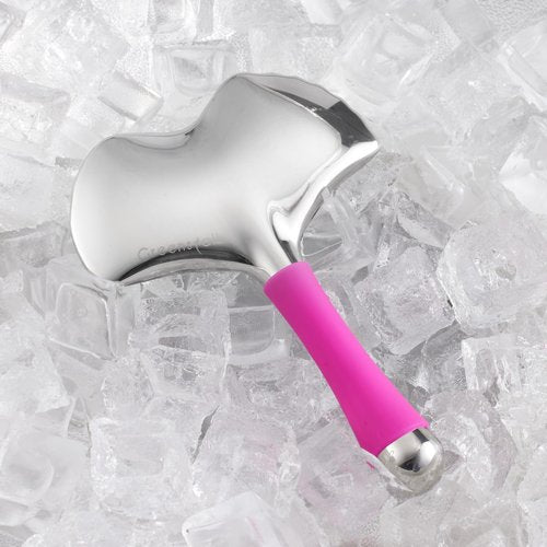 Greenstalk Stainless Steel Gua Sha Facial Tool for Women｜2-in-1 Cooling Massager & Ice Roller with Handle, Built-in Anti-Freeze Liquid for Skincare, Lifting, and Puffiness Relief