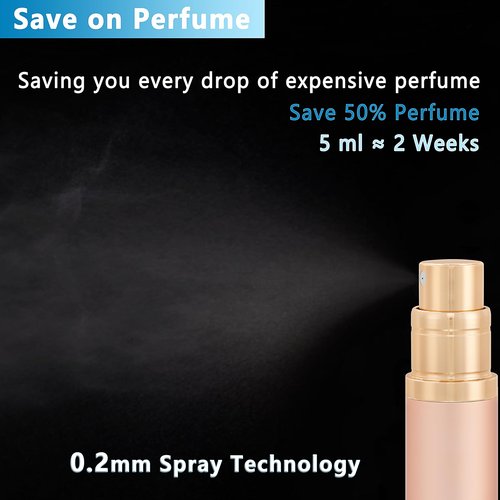 Qavhun Travel Refillable Perfume Atomizer Bottle 5ml Leakproof Travel Perfume Refillable Bottle, Perfume Atomizer (Rose Gold)