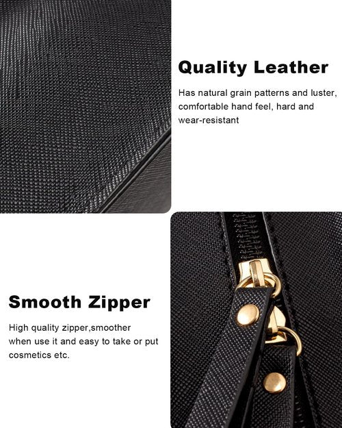 Clear Makeup Bag Set for Women Portable Clear Makeup Bag Cute Waterproof Travel Cosmetic Bag Travel Essentials Car Accessories for Women Men(Black, Standard + Mini)