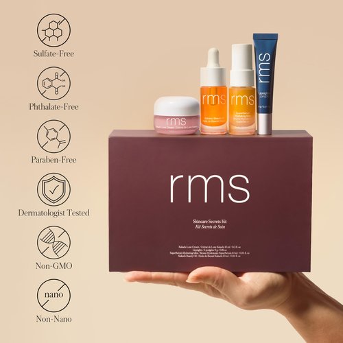 RMS Beauty Skincare Secrets Kit - Skin Care Set Kakadu Beauty Oil, Kakadu Luxe Cream, SuperSerum Hydrating Mist & Lipnights Lip Mask, Beauty Present Sets