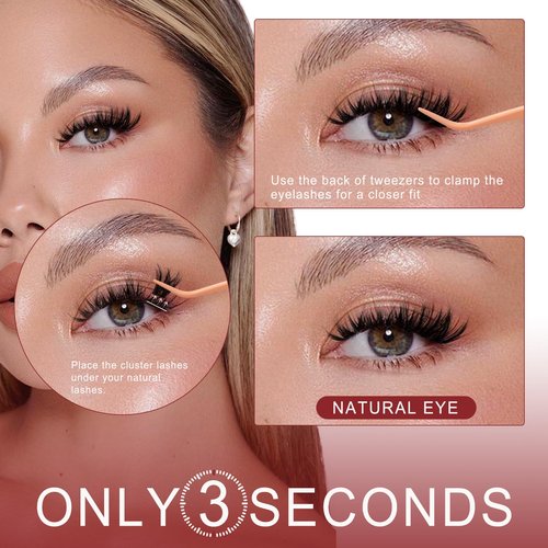 Higu clace Self Adhesive Eyelashes Volume Pre Glued lash clusters kit Mix 10-16mm, Preglued Eyelash No Glue Needed Easy to Use, DIY Eyelash clusters(AD11)