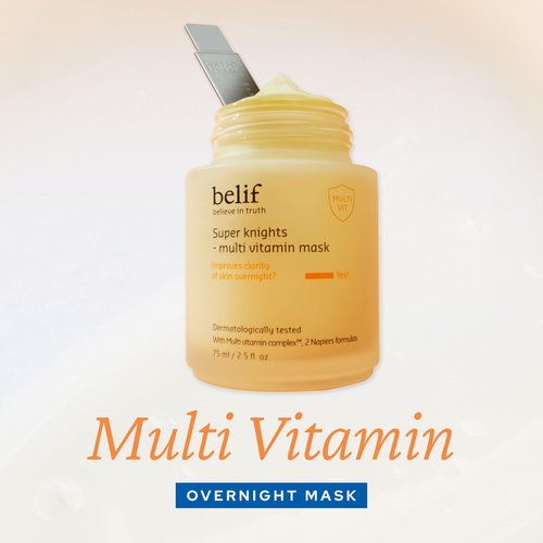belif Vitamin C Overnight Butter Mask – Hydrating & Rejuvenating Sleeping Mask with Multi Vitamin Complex for Plumping Dull Skin & Refining Uneven Texture, Korean Skincare, 2.5 fl.oz