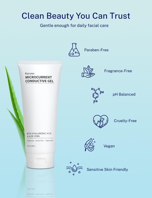 KARUNO 10oz Microcurrent Conductive Gel – Hydrating Gel with Hyaluronic Acid & Aloe Vera – Fragrance-Free, Paraben-Free, Non-Irritating