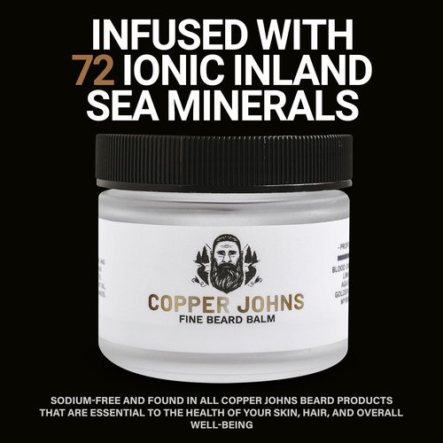 Copper Johns Beard Balm for Men –Strong Hold & Conditioning with Shea Butter, Jojoba Oil & Sea Minerals – Tames, Styles & Softens Beard –The Hunt-Unscented, 2oz