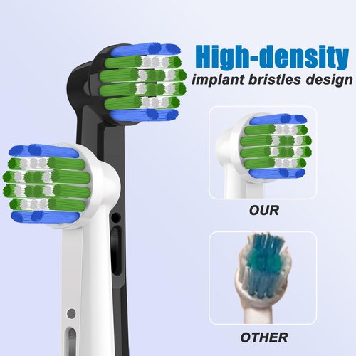 Replacement Toothbrush Heads Compatible with Oral B Braun Pro 500, 1000, Genius X, Smart 1500 Series, 8 Pack Professional Electric Toothbrush Heads, White+Black