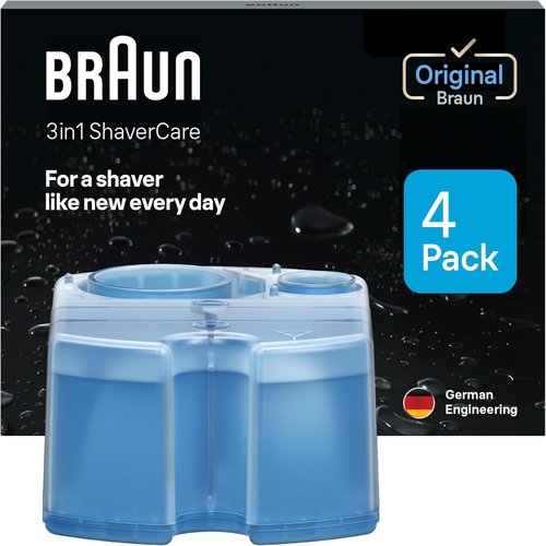 Braun Clean & Renew Refill Cartridges - Replacement Shaver Cleaner Liquid Solution | Pack of 4