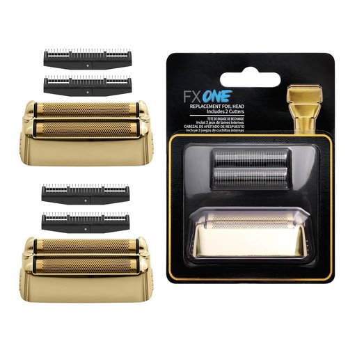 BaBylissPRO FXONE Shaver Replacement Foil & Cutter - Hypoallergenic Extra-Close Head (Gold, 2 Packs)