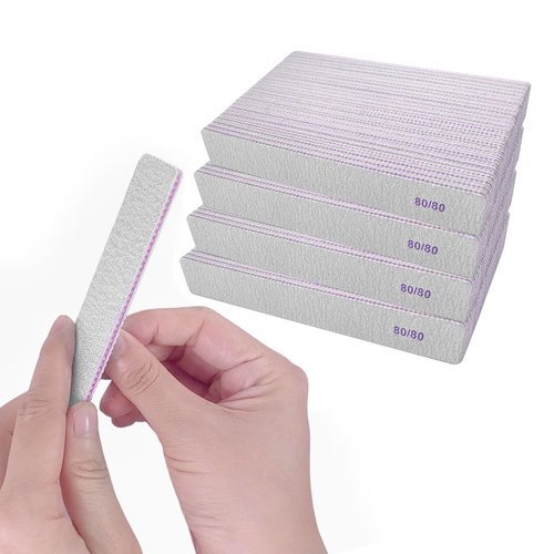 80/80 Grit Nail Files (100 Pcs), Coarse Emery Boards for Acrylic Nails and Gel Nails, Nail File Double Sided 80 Grits Emory Professional Nail Filers Pack