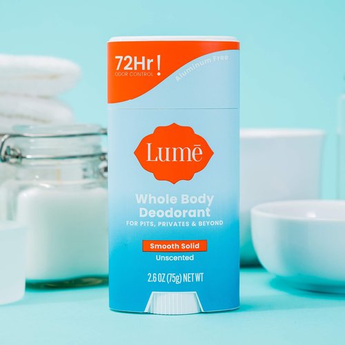 Lume Whole Body Deodorant And Soap - 2.6 Ounce Smooth Solid Stick With 72 Hour Odor Control (Pack of 2) and 5 Ounce Triple Milled Soap (Pack of 2) - Aluminum and Baking Soda Free (Unscented)