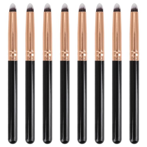 Urtlia Professional Small Pencil Eyeshadow Brush 8Pcs for Eye Shadow Eyeliner Smudge Blending Precision Perfect Cut Crease Makeup Brushes Tool Set（Black-EA01）
